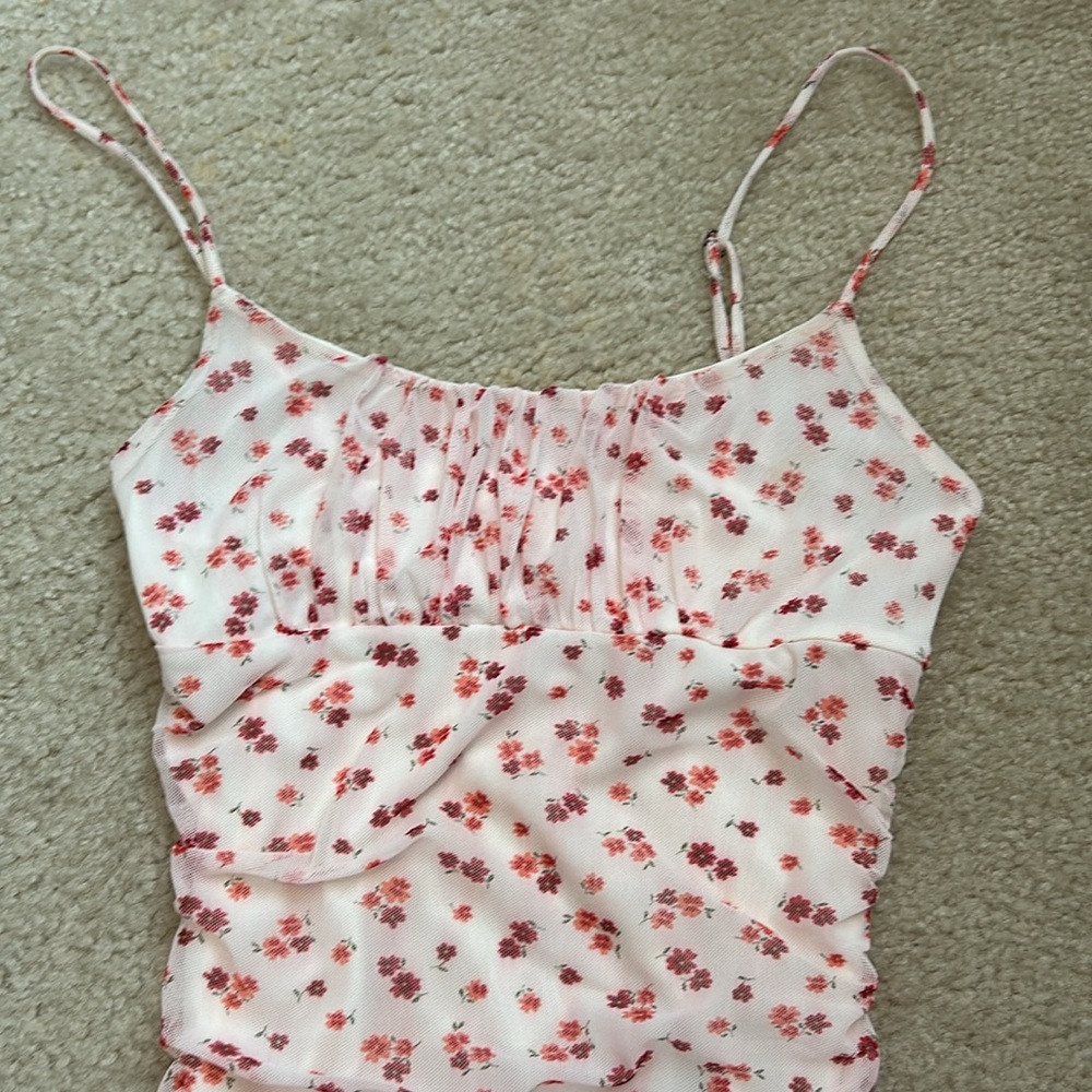 Floral Bodycon Ruched Mini-Dress - Picture 2 of 5